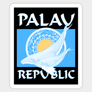 Republic of Palau Flag with Humpback Whales Sticker